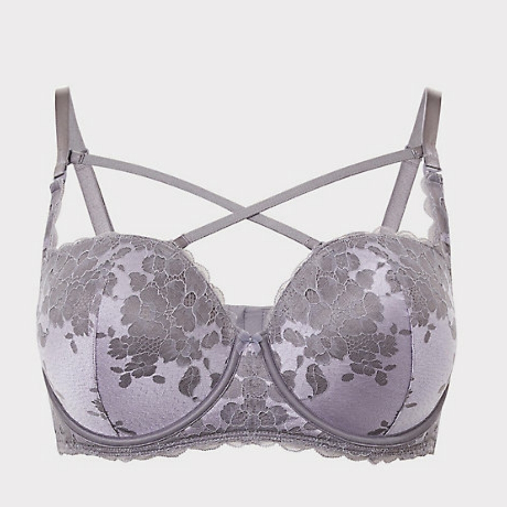 Torrid Purple Strappy Lace Push-Up Strapless Bra